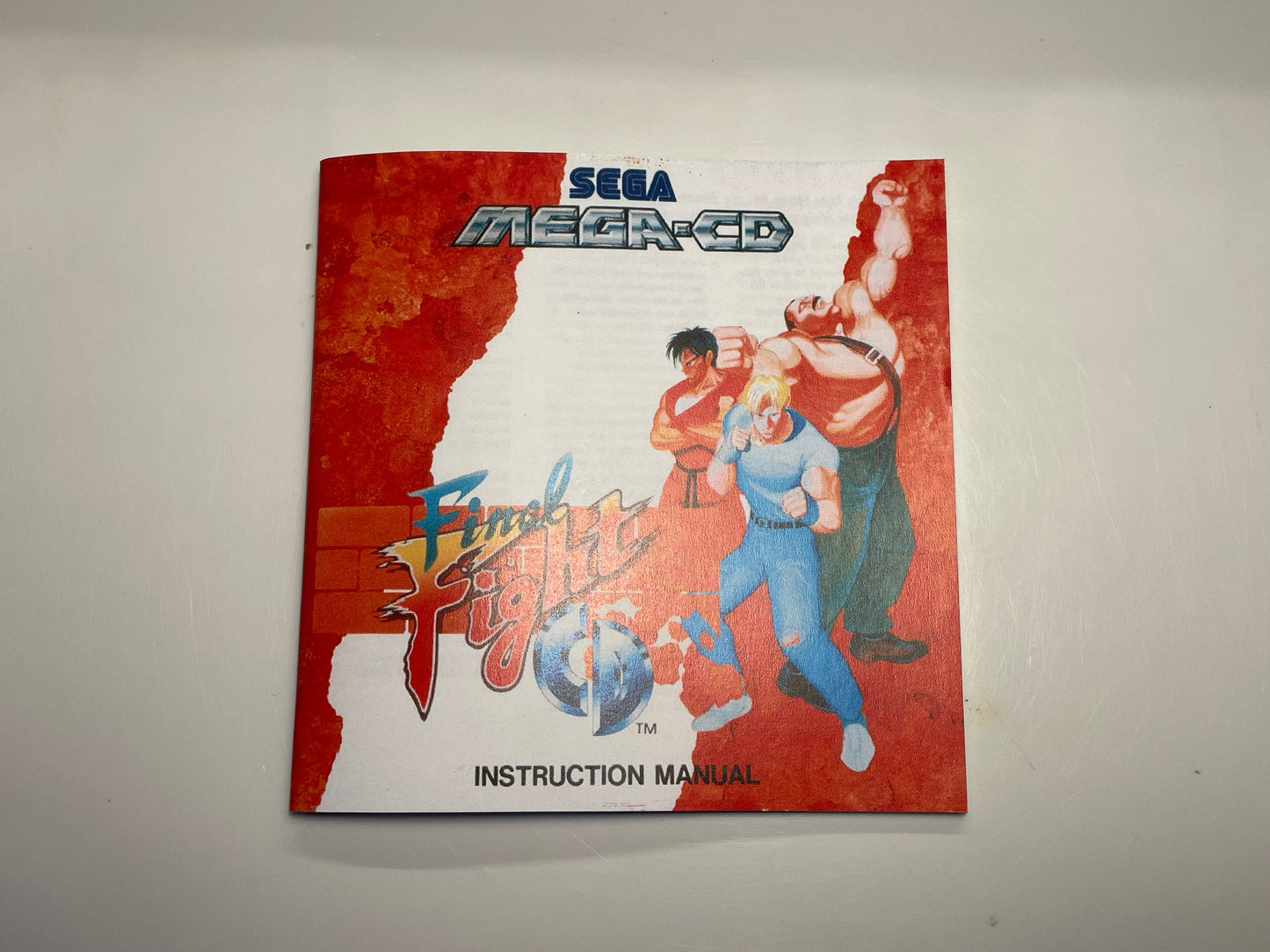 Final Fight CD PAL Style MegaCD Jewel Case and Manual reproduction.