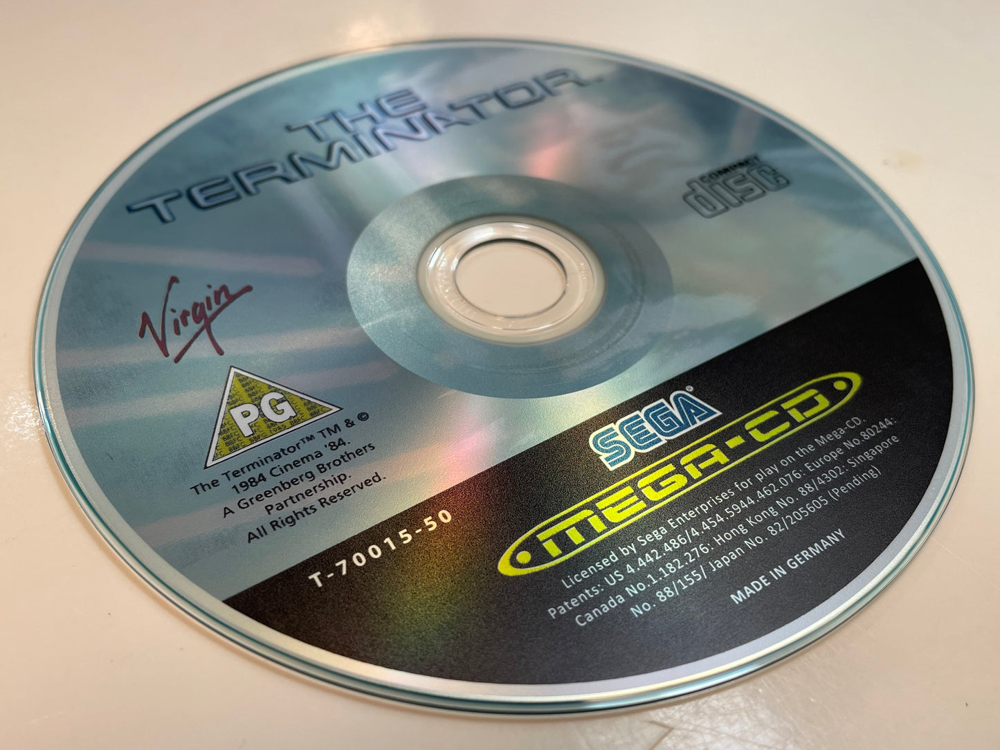 The Terminator PAL Mega CD Reproduction/Replacement Case and Disc.