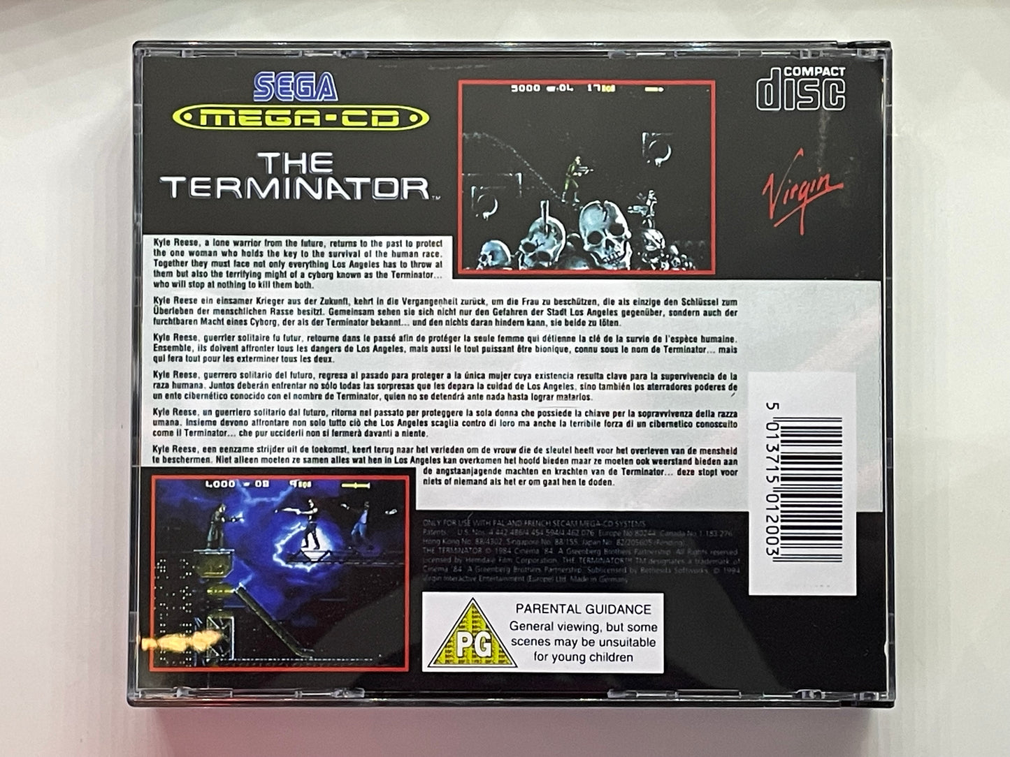 The Terminator PAL Mega CD Reproduction/Replacement Case and Disc.
