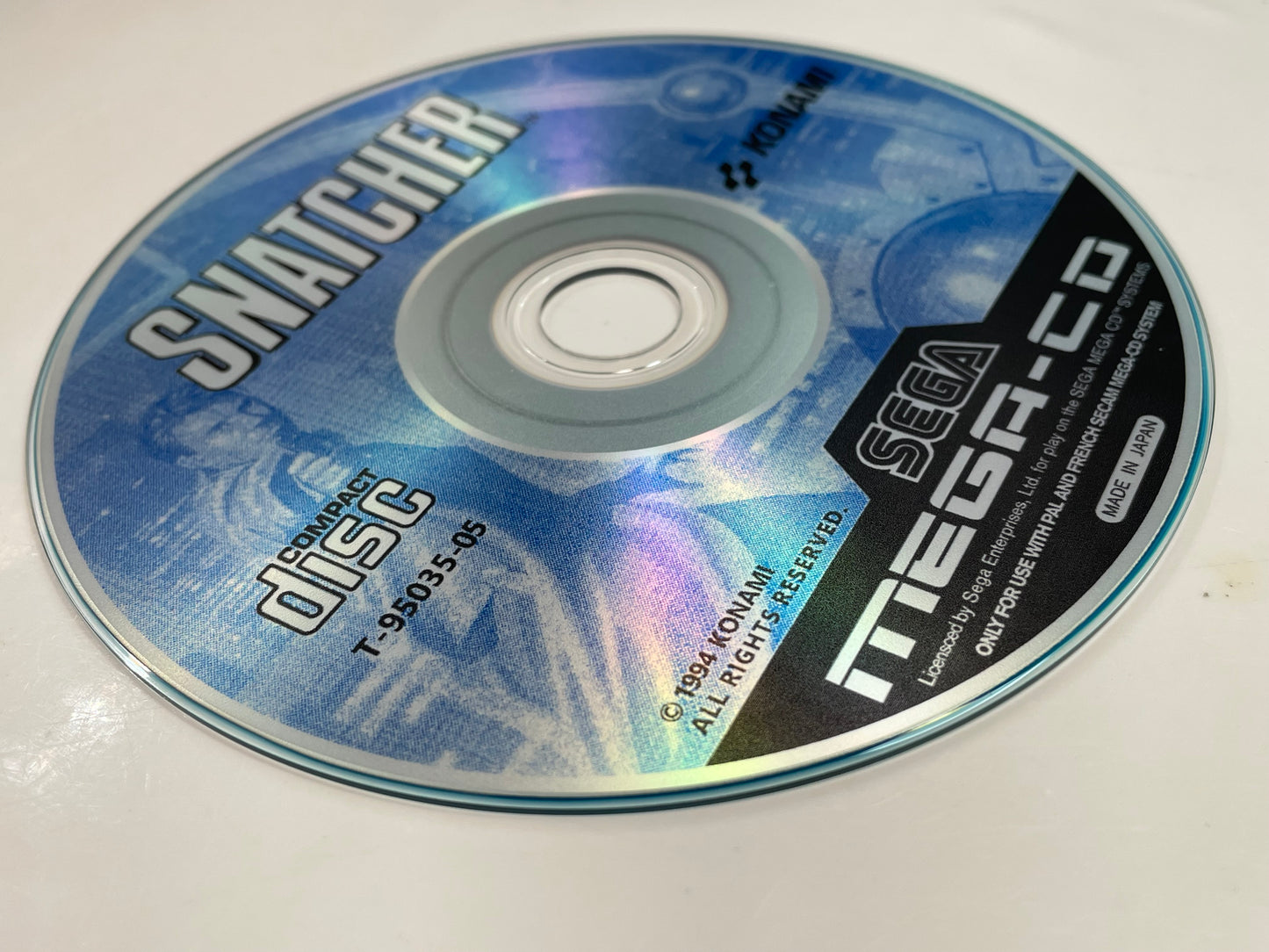 Snatcher PAL Mega CD Reproduction/Replacement Case and Disc.