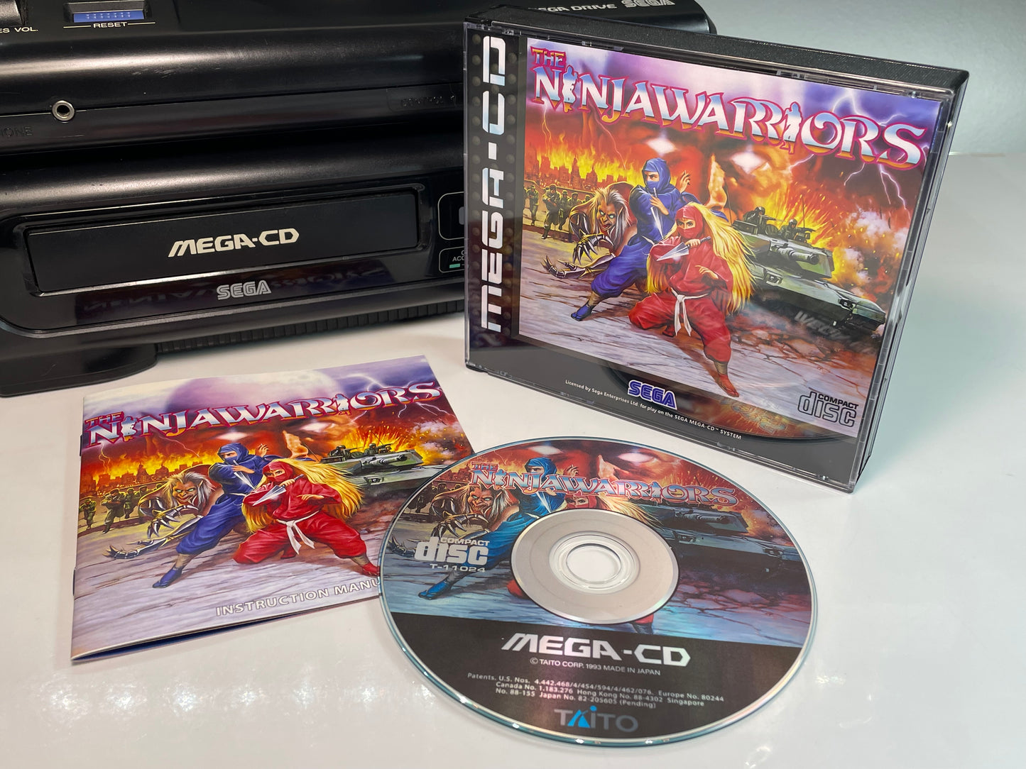 Ninja Warriors PAL Mega CD Reproduction/Replacement Case, Disc and Manual