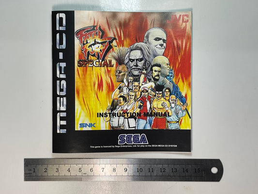 Fatal Fury PAL Style Mega CD Reproduction Manual.