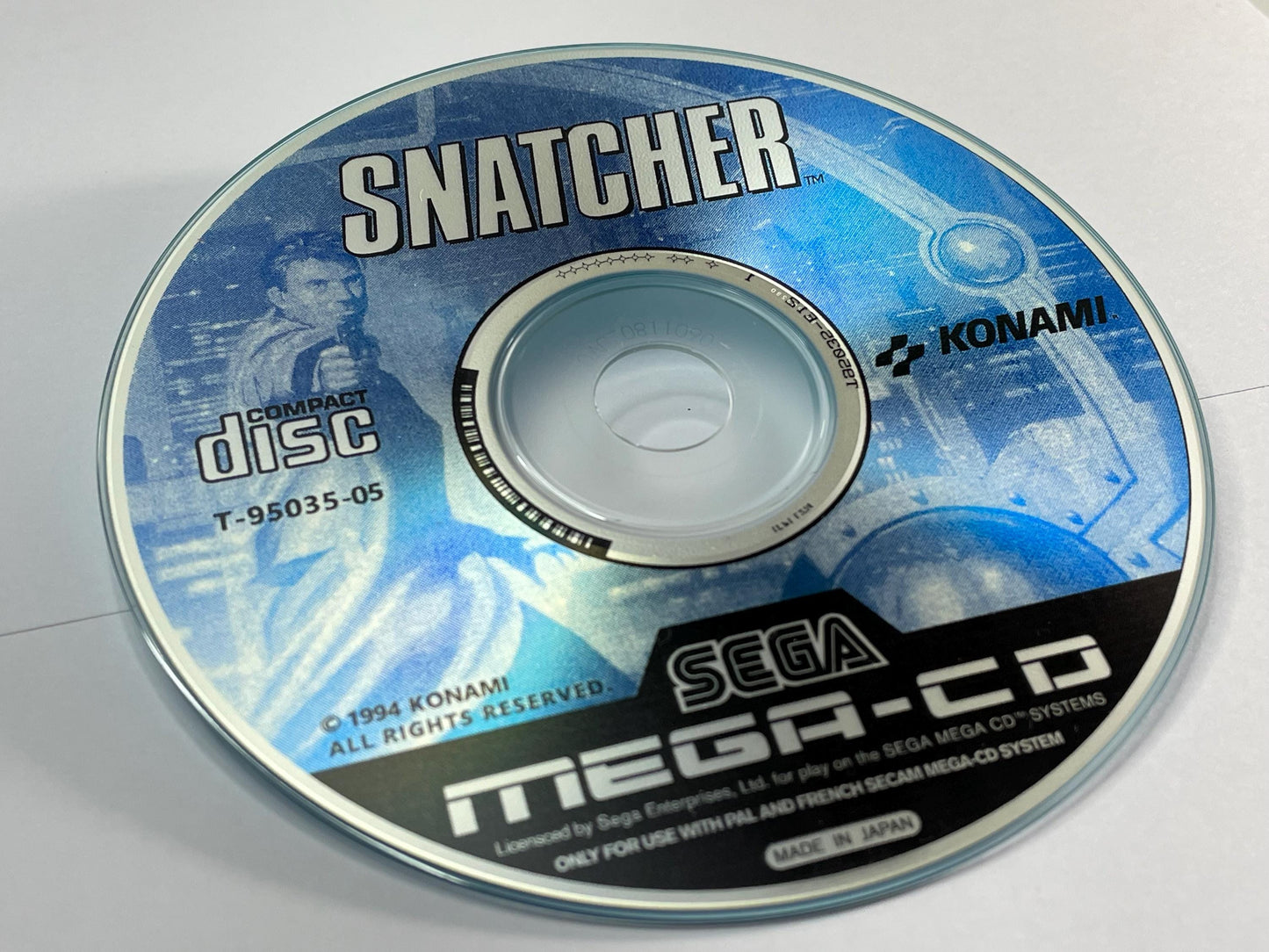 Snatcher PAL Mega CD Reproduction/Replacement Case, Disc and Manual