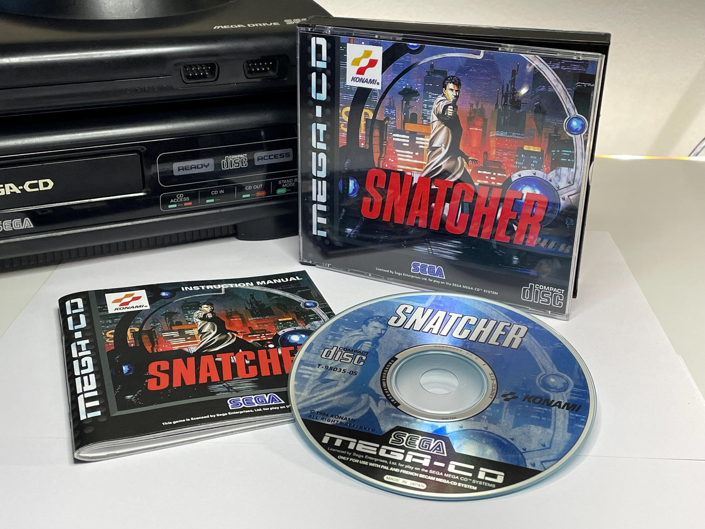 Snatcher PAL Mega CD Reproduction/Replacement Case, Disc and Manual