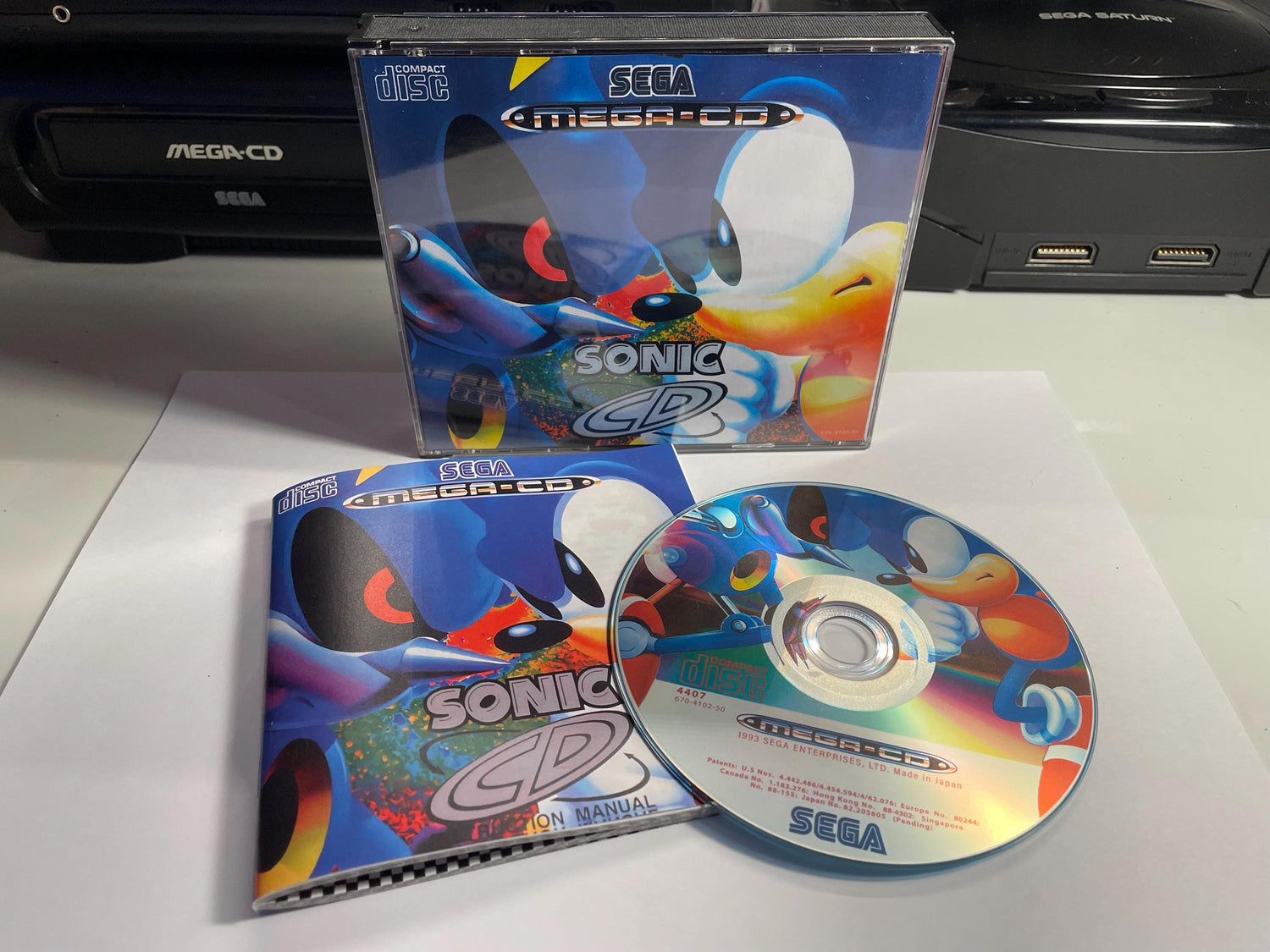Sonic CD PAL Mega CD Reproduction/Replacement Case, Disc and Manual