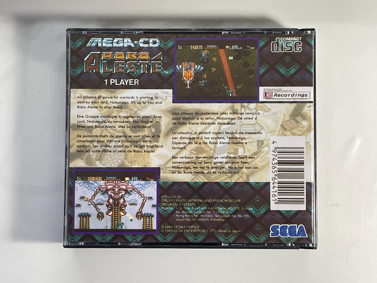 Robo Aleste PAL Mega CD Reproduction/Replacement Case, Disc and Manual