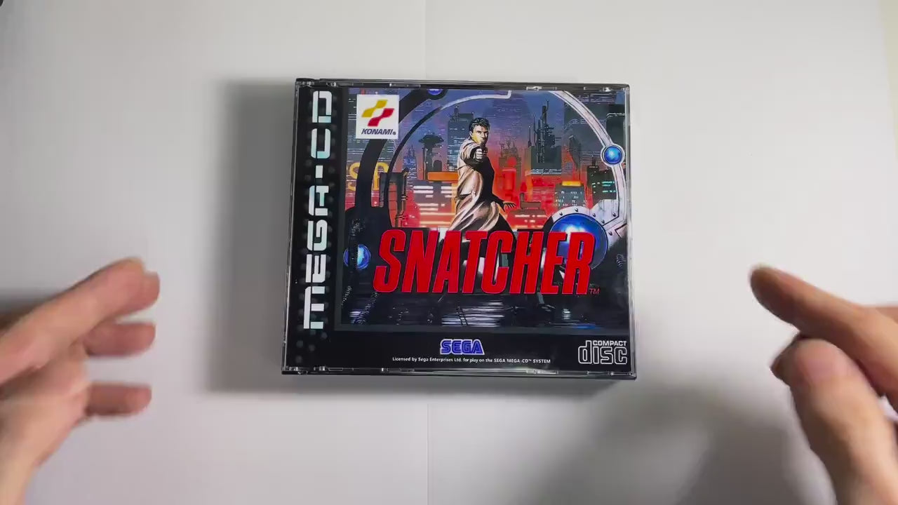 Snatcher PAL Mega CD Reproduction/Replacement Case, Disc and Manual